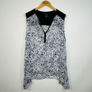 Torrid Sheer Abstract Print Sleeveless Tank Top Blouse White Black Plus Size 2